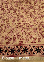 Pure chanderi hand block ajrakh saree.