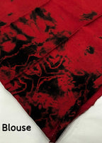 Black red embroidery saree.