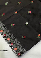 Paper crush beige embroidery saree.