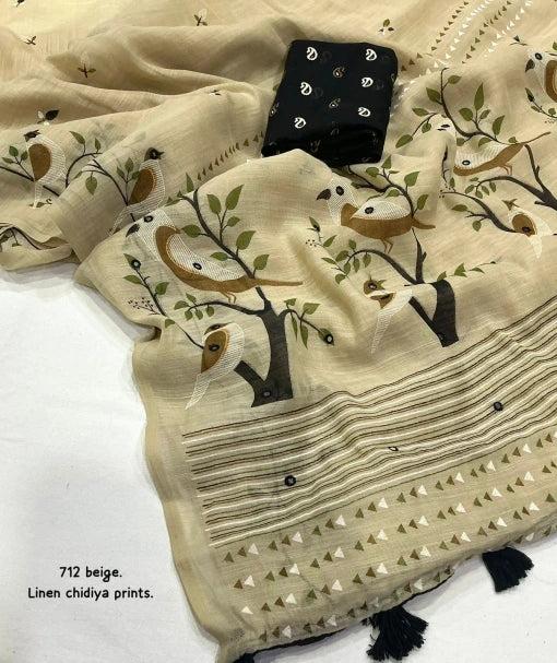 AK-712 Chifiya Linen Saree