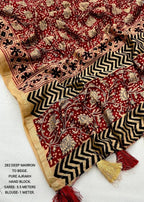 Pure chanderi hand block ajrakh saree.