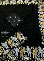 Black chiffon satin saree.