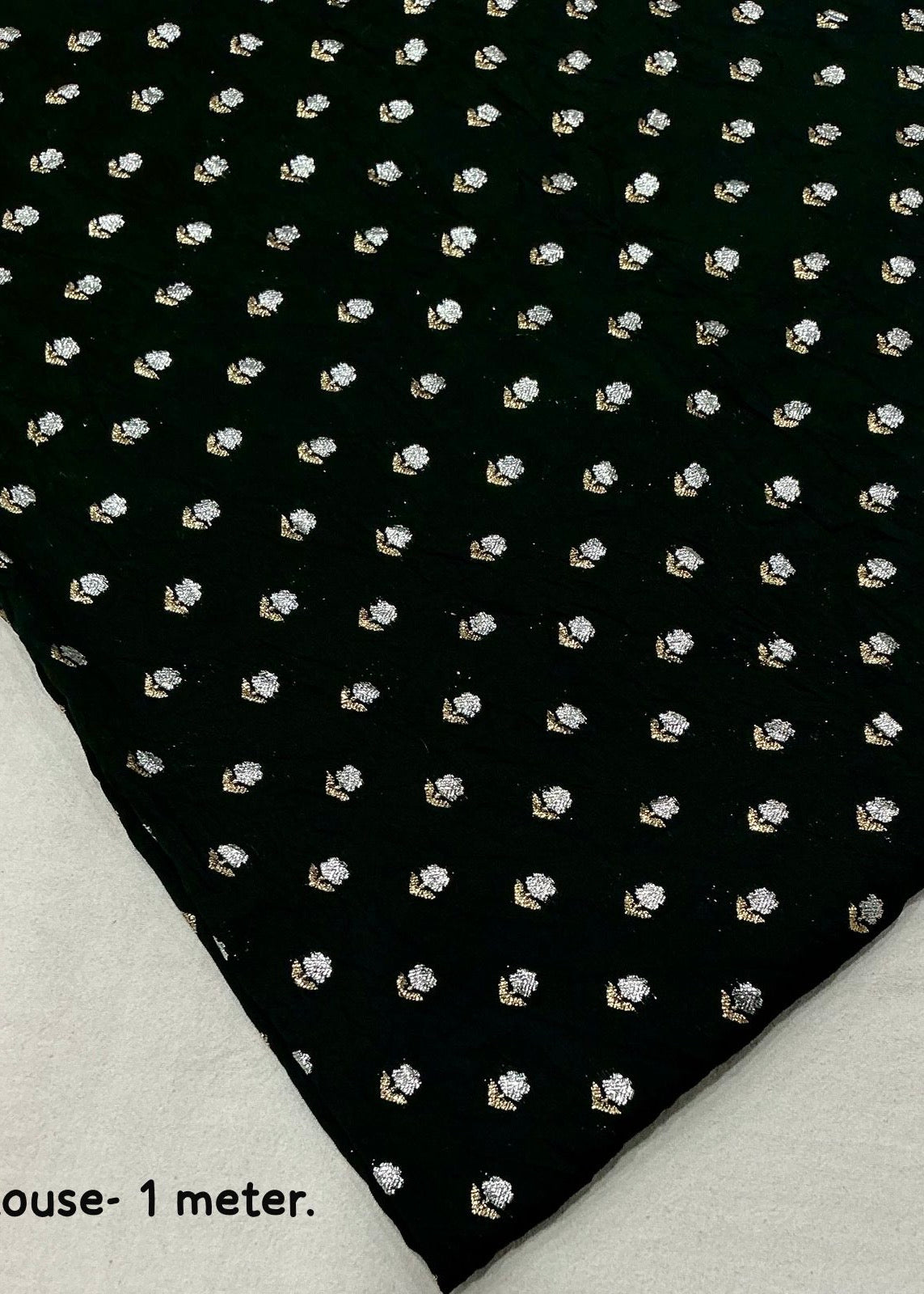 Black satin chiffon saree.