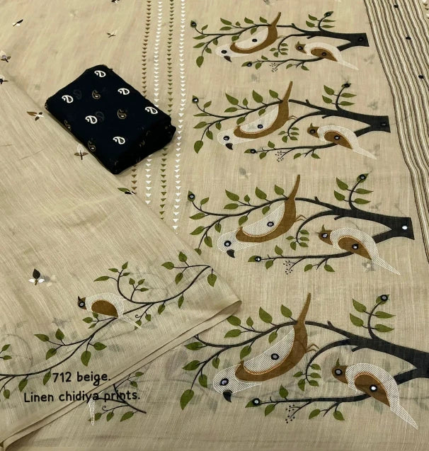 AK-712 Chifiya Linen Saree