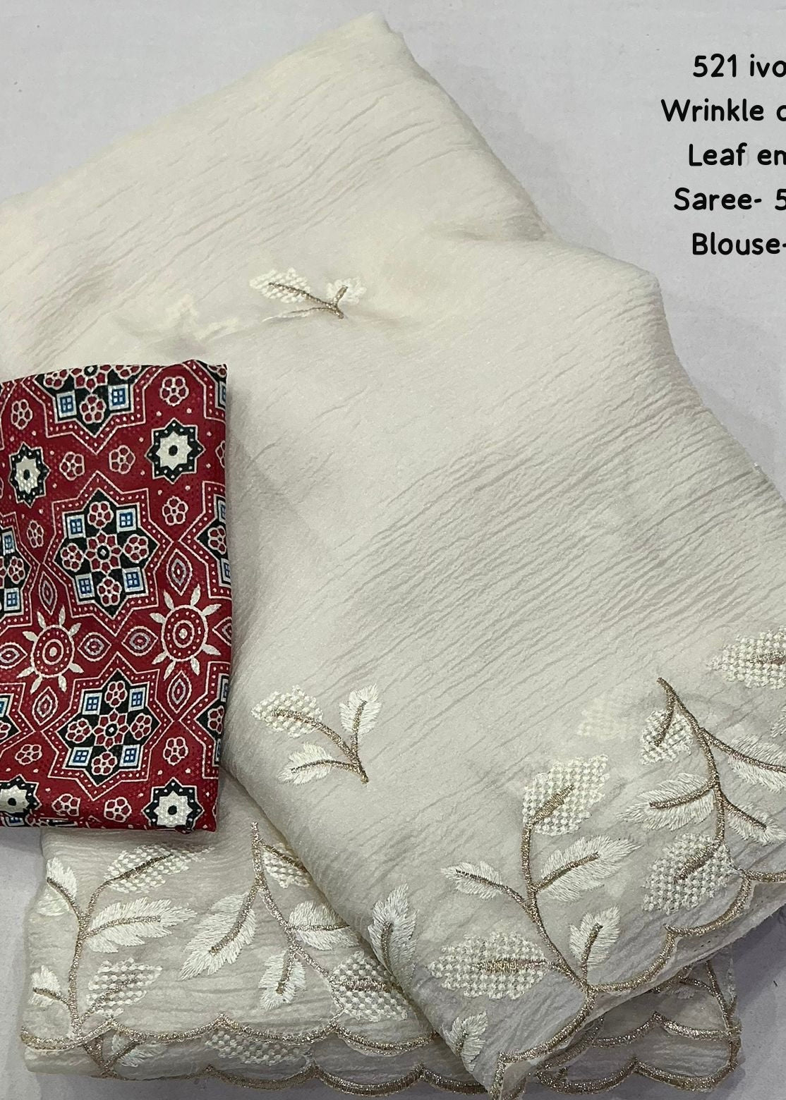Ivory white crush saree.