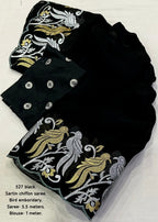 Black chiffon satin saree.