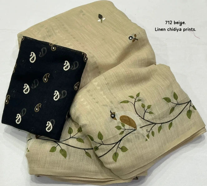 AK-712 Chifiya Linen Saree