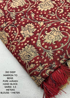 Pure chanderi hand block ajrakh saree.