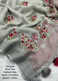 Kashmiri style linen embroidery saree.