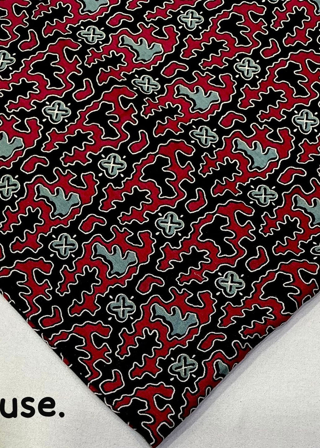 Black poly ajrakh cotton saree.