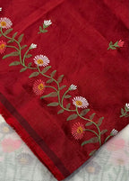 Off white crush emboridery saree.
