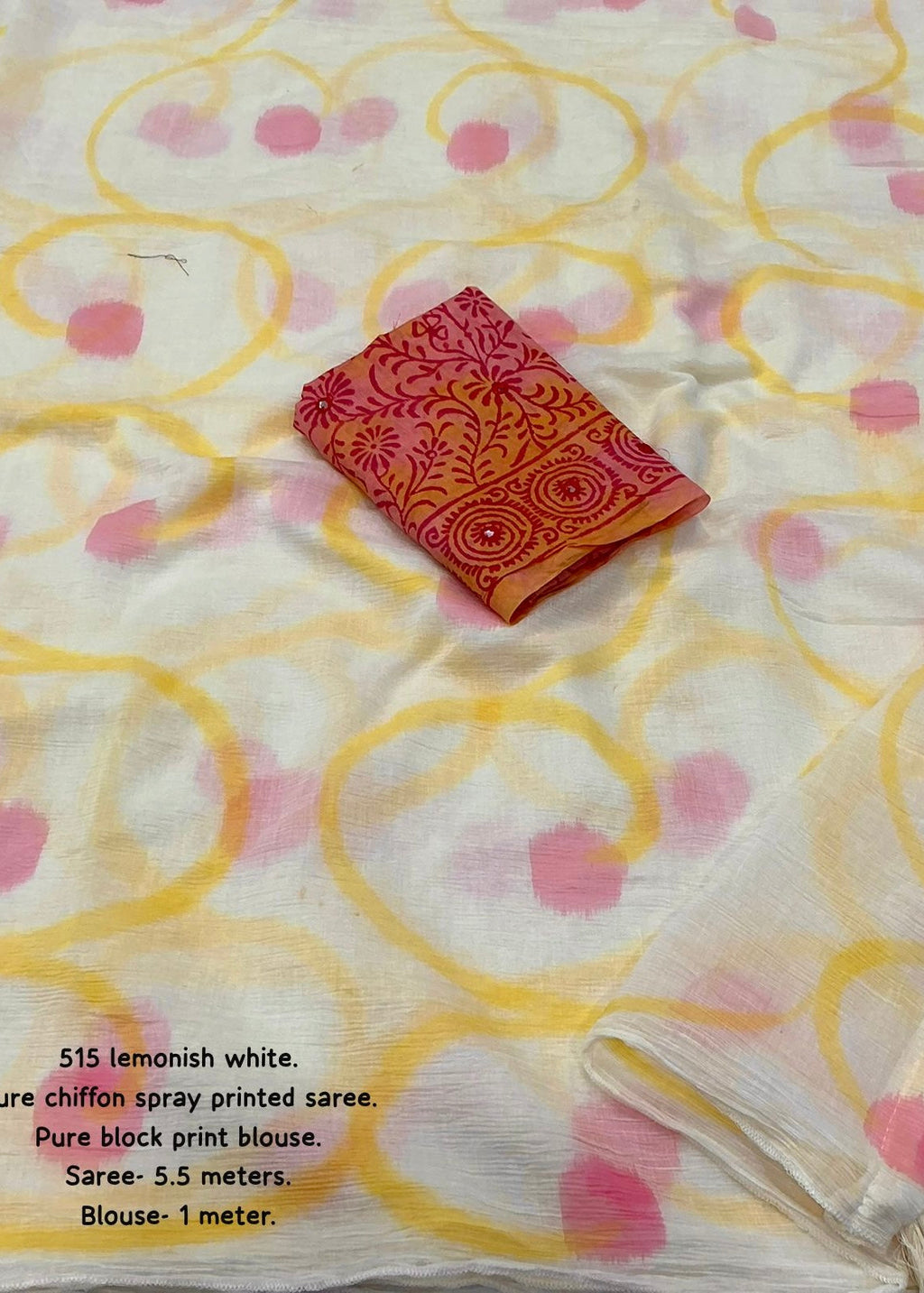 Pure chiffon hand painted saree.