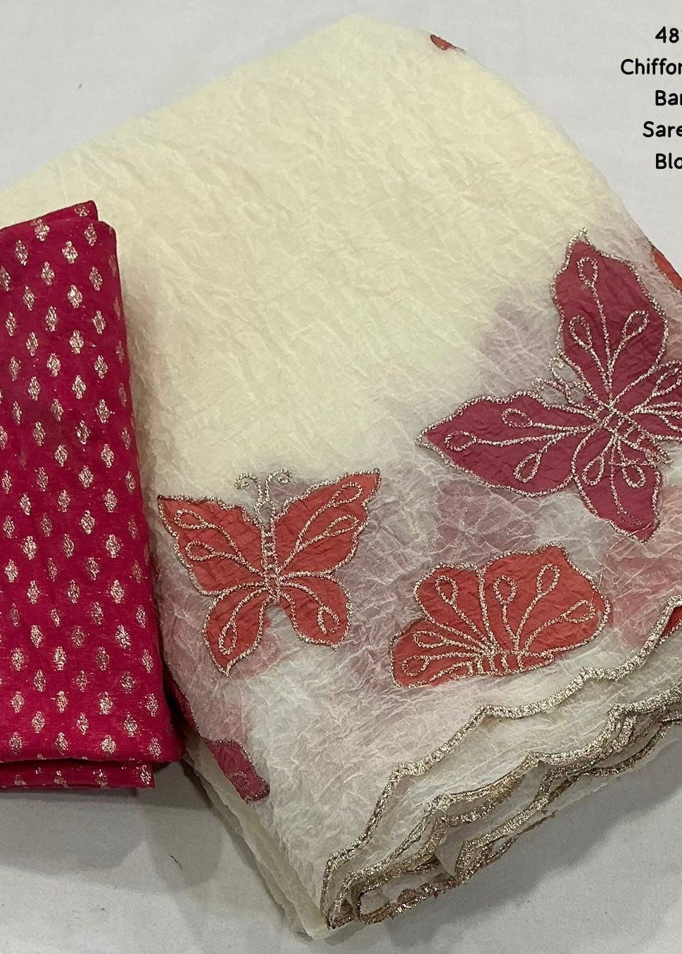 Hand painted crush butterfly saree.