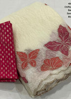 Hand painted crush butterfly saree.