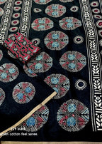 Black poly ajrakh cotton saree.