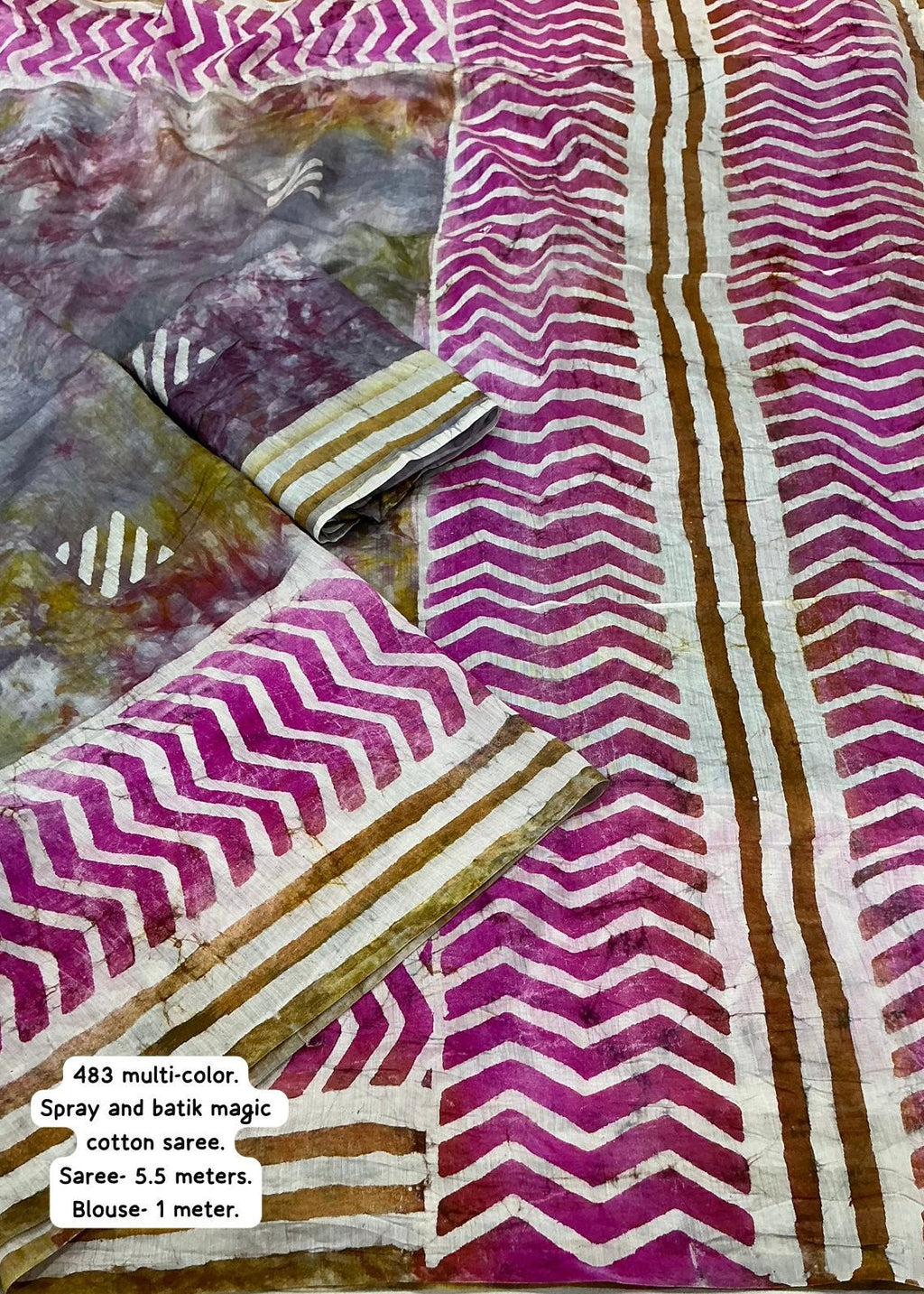 Pure chanderi spray batik saree.