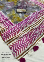 Pure chanderi spray batik saree.