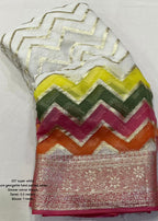 Pure georgette hand painted saree.
