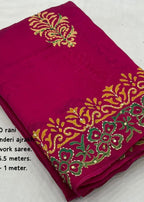 Pure ajrakh hand work saree.
