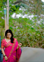 Pure ajrakh hand work saree.