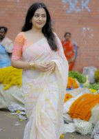 Pure chiffon hand painted saree.