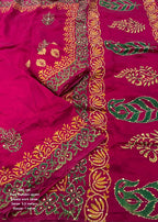 Pure ajrakh hand work saree.
