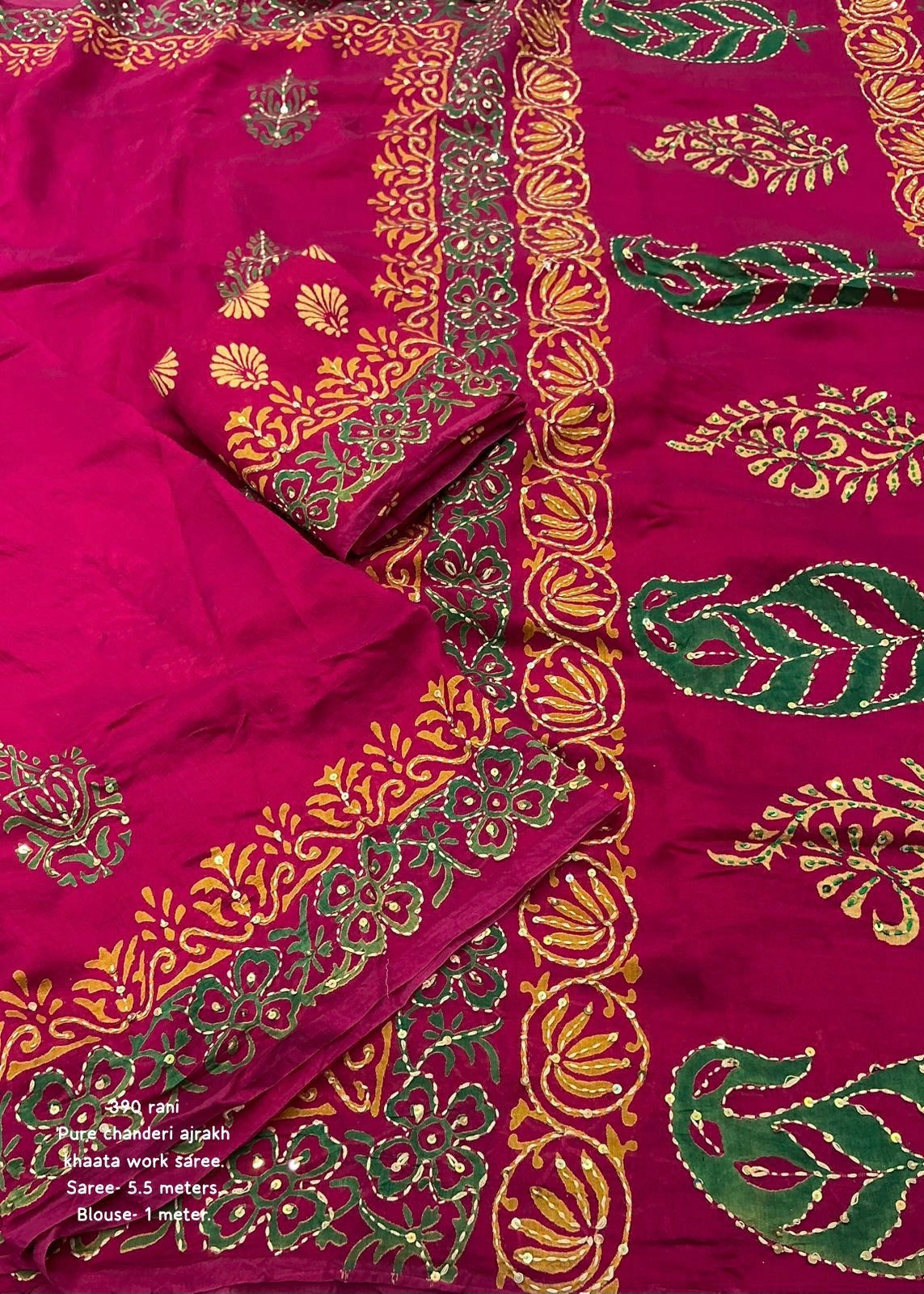 Pure ajrakh hand work saree.