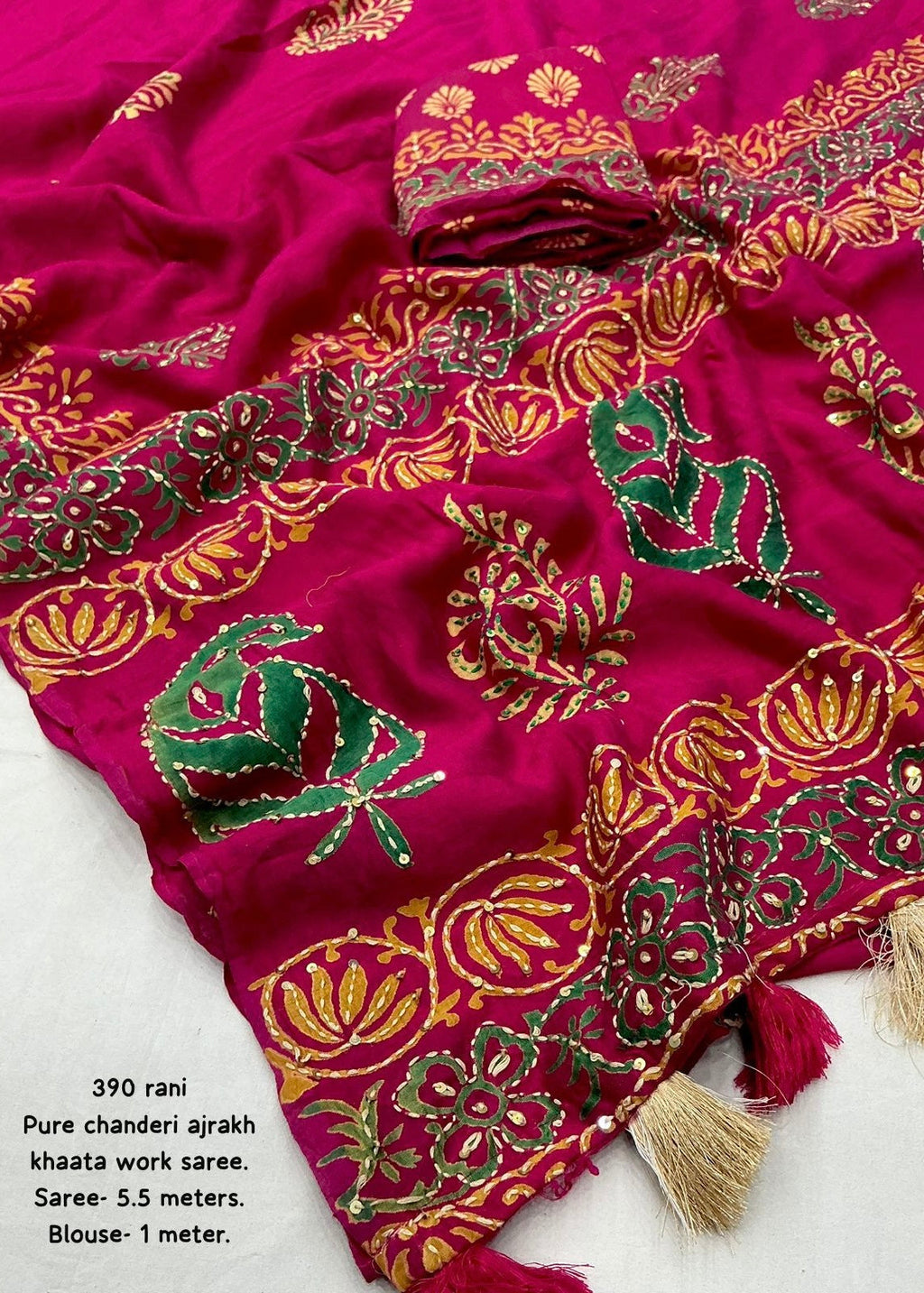 Pure ajrakh hand work saree.