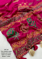 Pure ajrakh hand work saree.