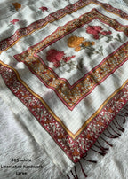 Linen chex floral saree.