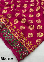 Pure ajrakh hand work saree.