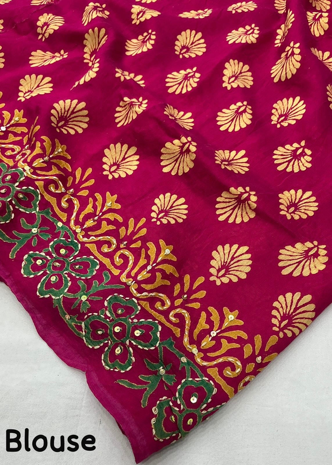Pure ajrakh hand work saree.
