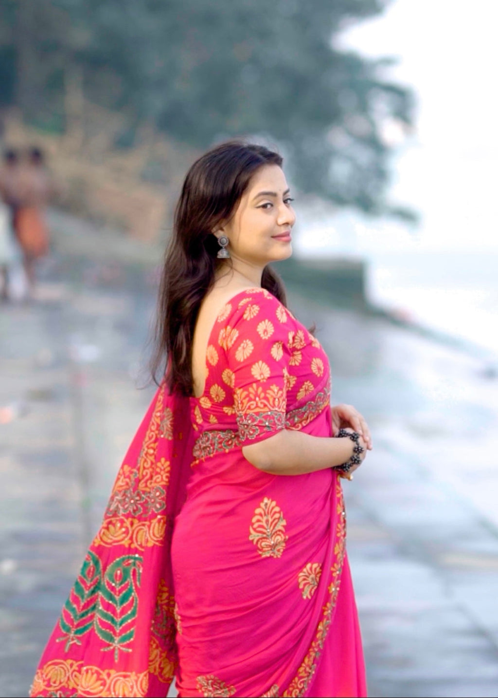 Pure ajrakh hand work saree.