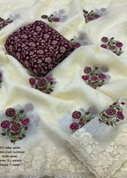 Lucknowi style embroidery saree.