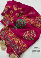 Pure ajrakh hand work saree.