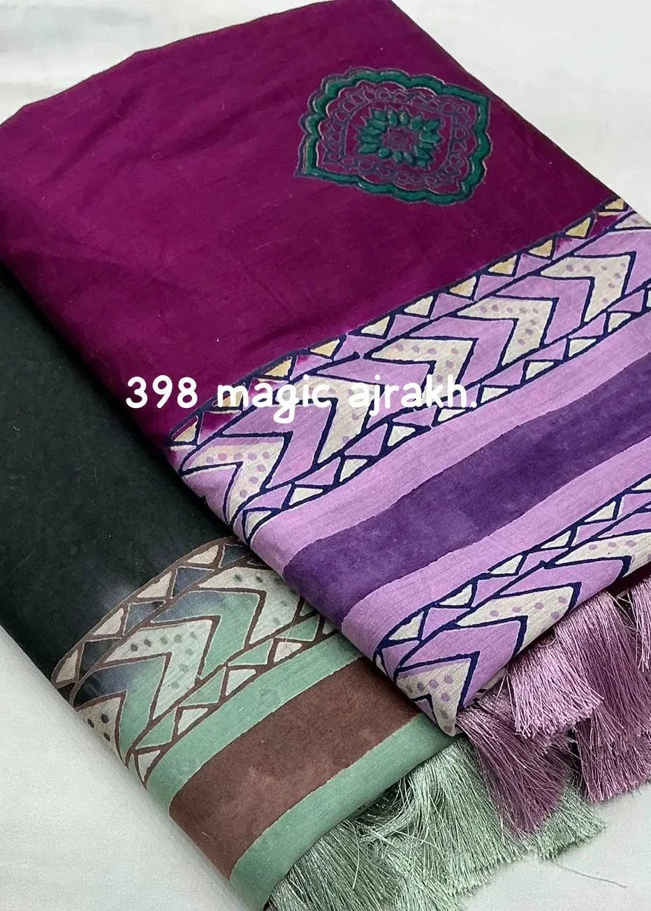 Ajrakh hand block saree.