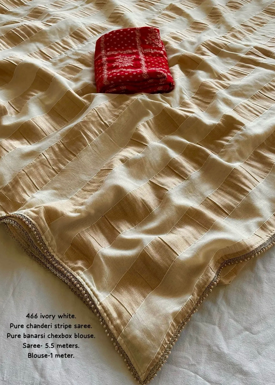 Pure chanderi ivory saree.