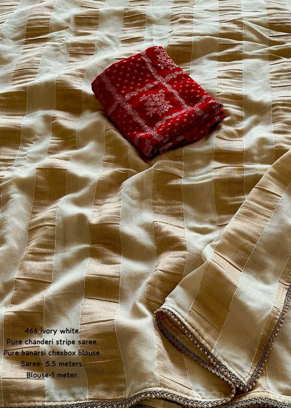 Pure chanderi ivory saree.
