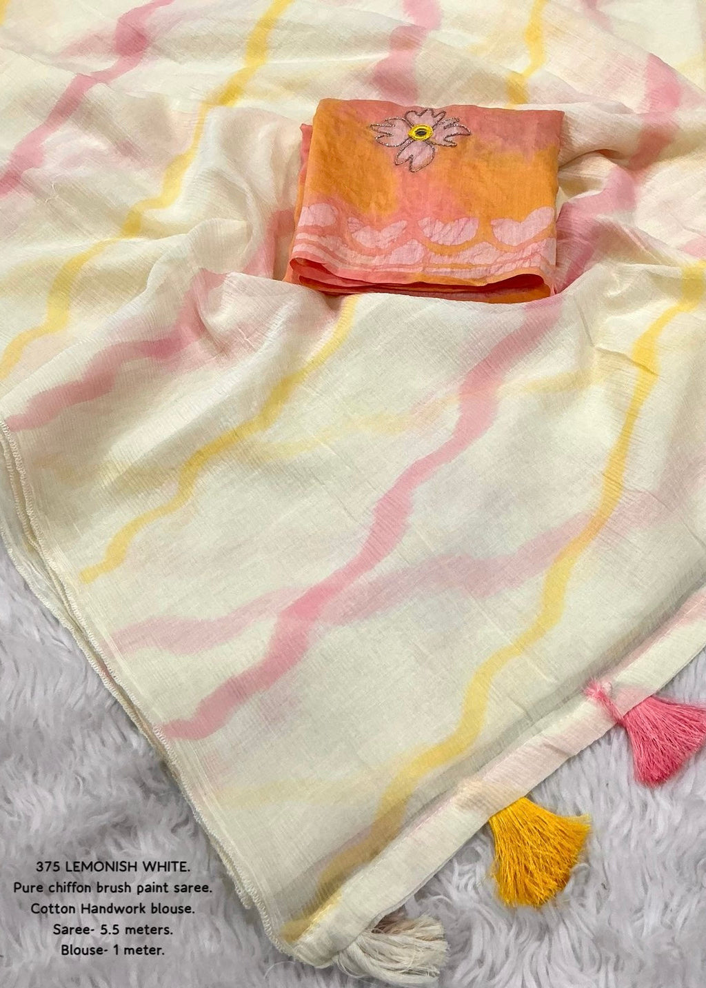 Pure chiffon hand painted saree.