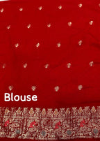 Sindoor red pure georgette crape saree.