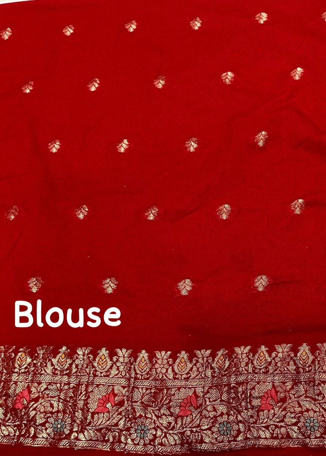 Sindoor red pure georgette crape saree.