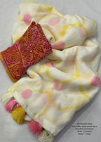 Pure chiffon hand painted saree.