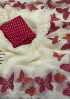 Hand painted crush butterfly saree.